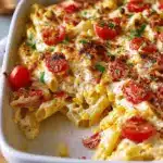 Recipes Breakfast Breakfast Casseroles Recipe: Creamy Ricotta Corn and Tomato Baked Ziti
