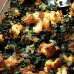 Freezable Stuffing with Kale and Caramelized Onions