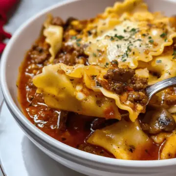 Beef and Mushroom Lasagna Soup Recipe