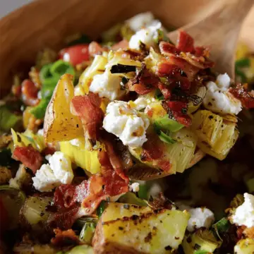 Caramelized Leek, Bacon, and Goat Cheese Potato Salad