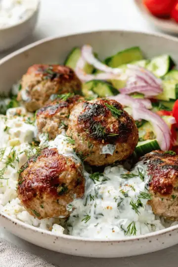 Healthy Greek Turkey Meatballs With Tzatziki