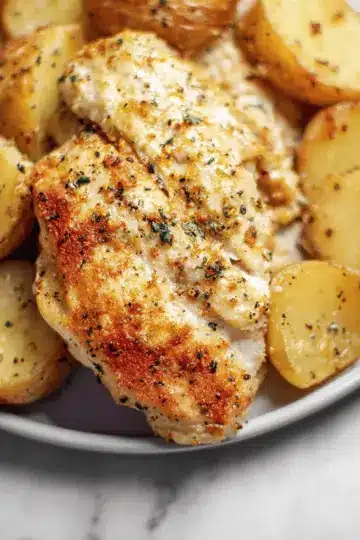 Crockpot Garlic Parmesan Chicken and Potatoes