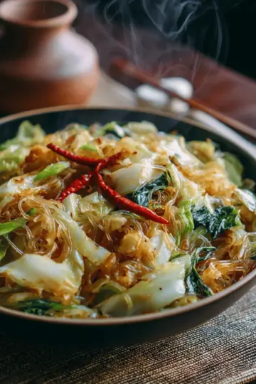 Cabbage and Glass Noodle Stir-Fry