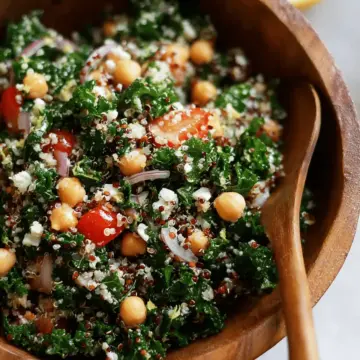 Kale Quinoa and Chickpea Salad with Lemon Vinaigrette