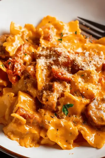 Creamy tomato and sausage pasta