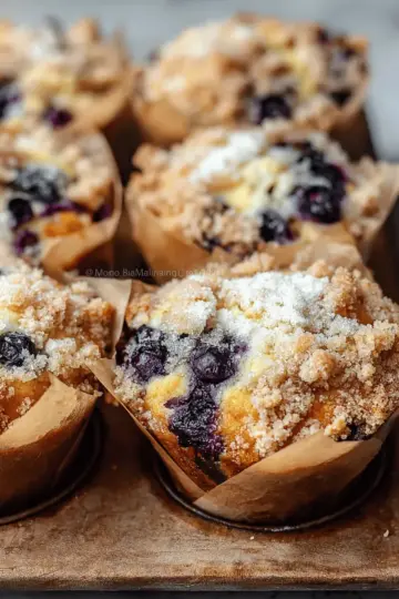 Bakery Style Lemon Blueberry Streusel Muffins