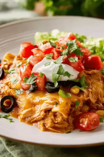 Slow Cooker Chicken Enchilada Casserole