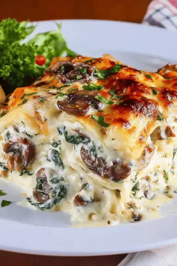 Creamy Mushroom and Spinach Lasagna