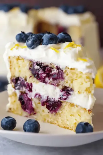 Lemon Blueberry Cake with Whipped Lemon Cream Frosting