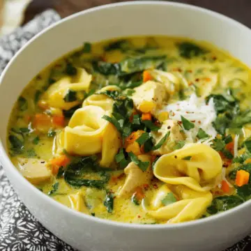 Creamy Chicken Spinach Tortellini Soup