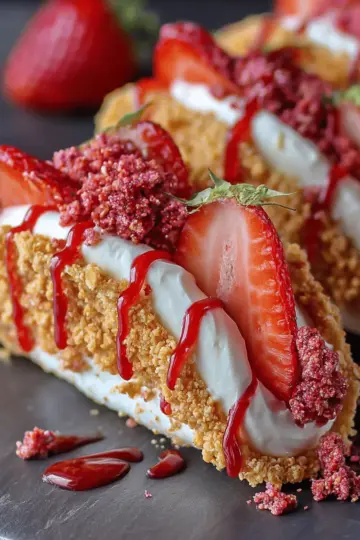 Strawberry Crunch Cheesecake Tacos